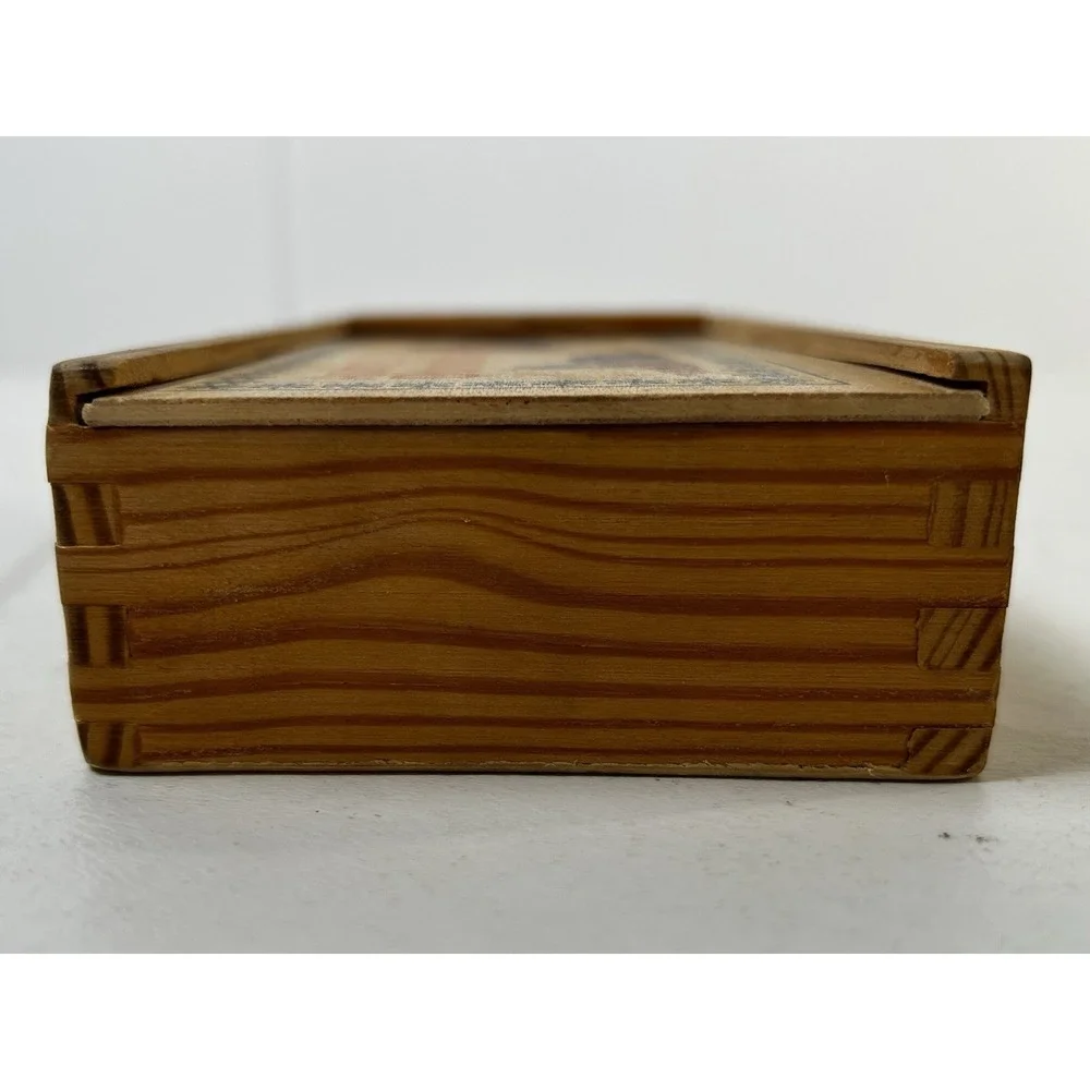 Vintage Wooden African Animal Dominoes 27 Pieces With Wooden Box Case